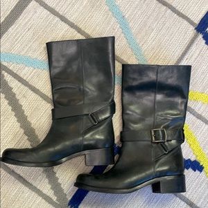 Saks Fifth Avenue black leather Moto boot